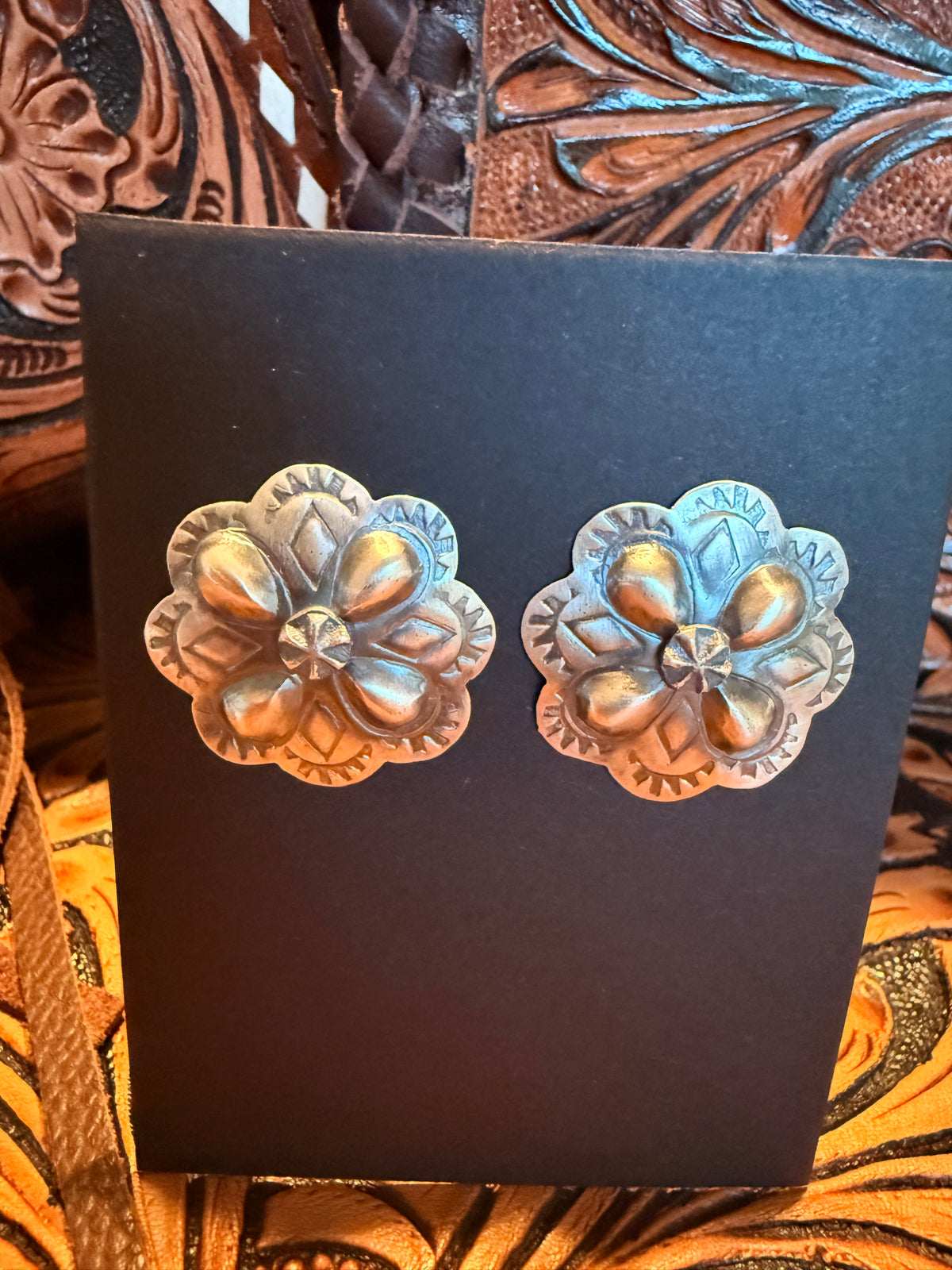 Handmade Sterling Silver Concho Earrings  By Thomas Yazzie