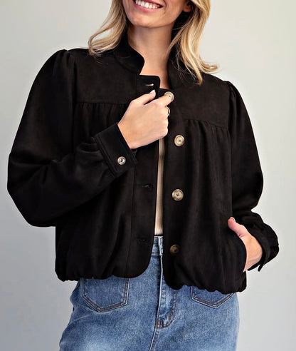 z   Suede Blouse Hem Jacket