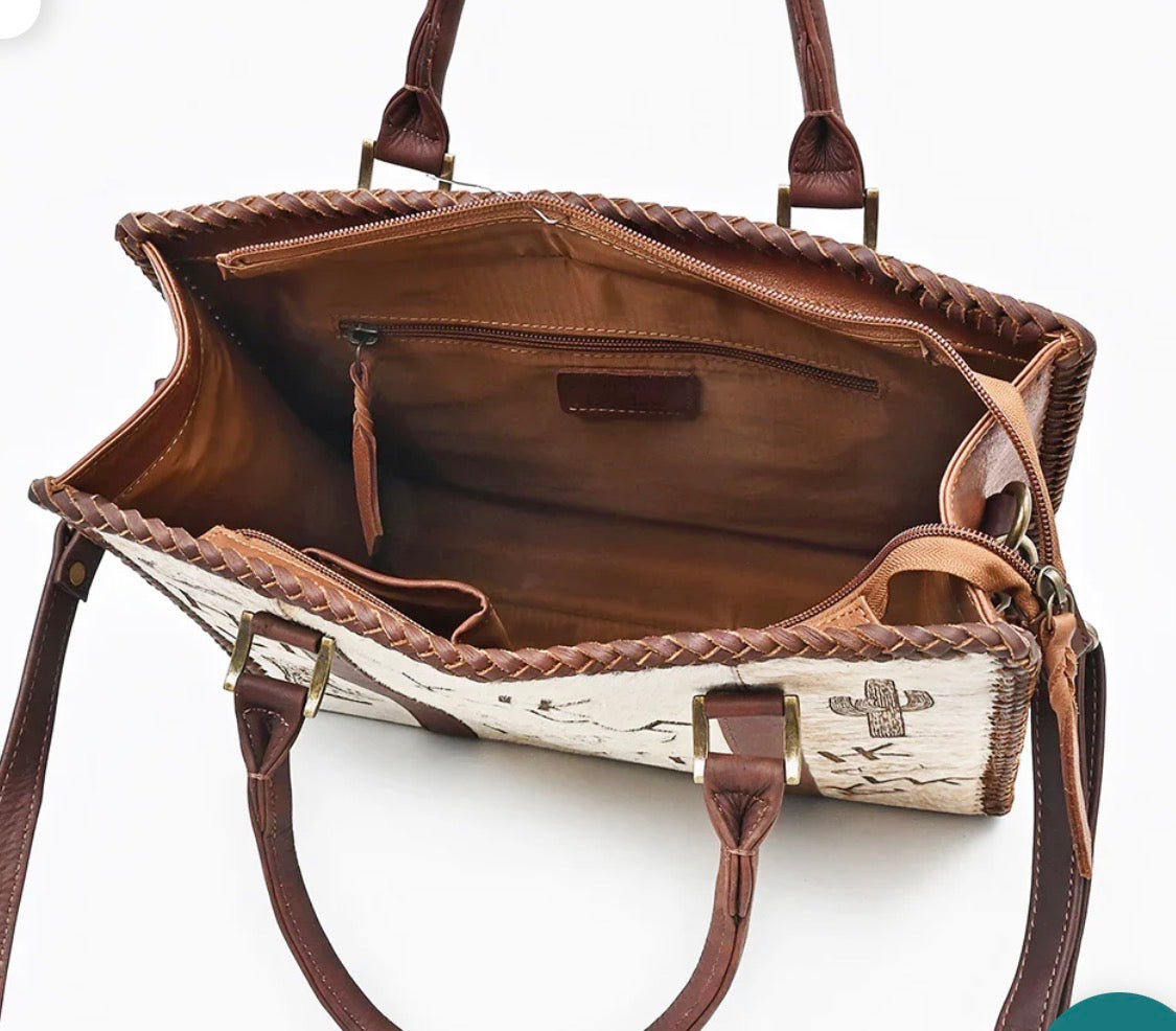 American Darling Full Grain Leather Purse With Hair On Branded