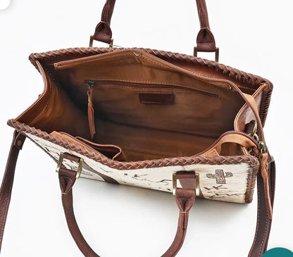 American Darling Full Grain Leather Purse With Hair On Branded