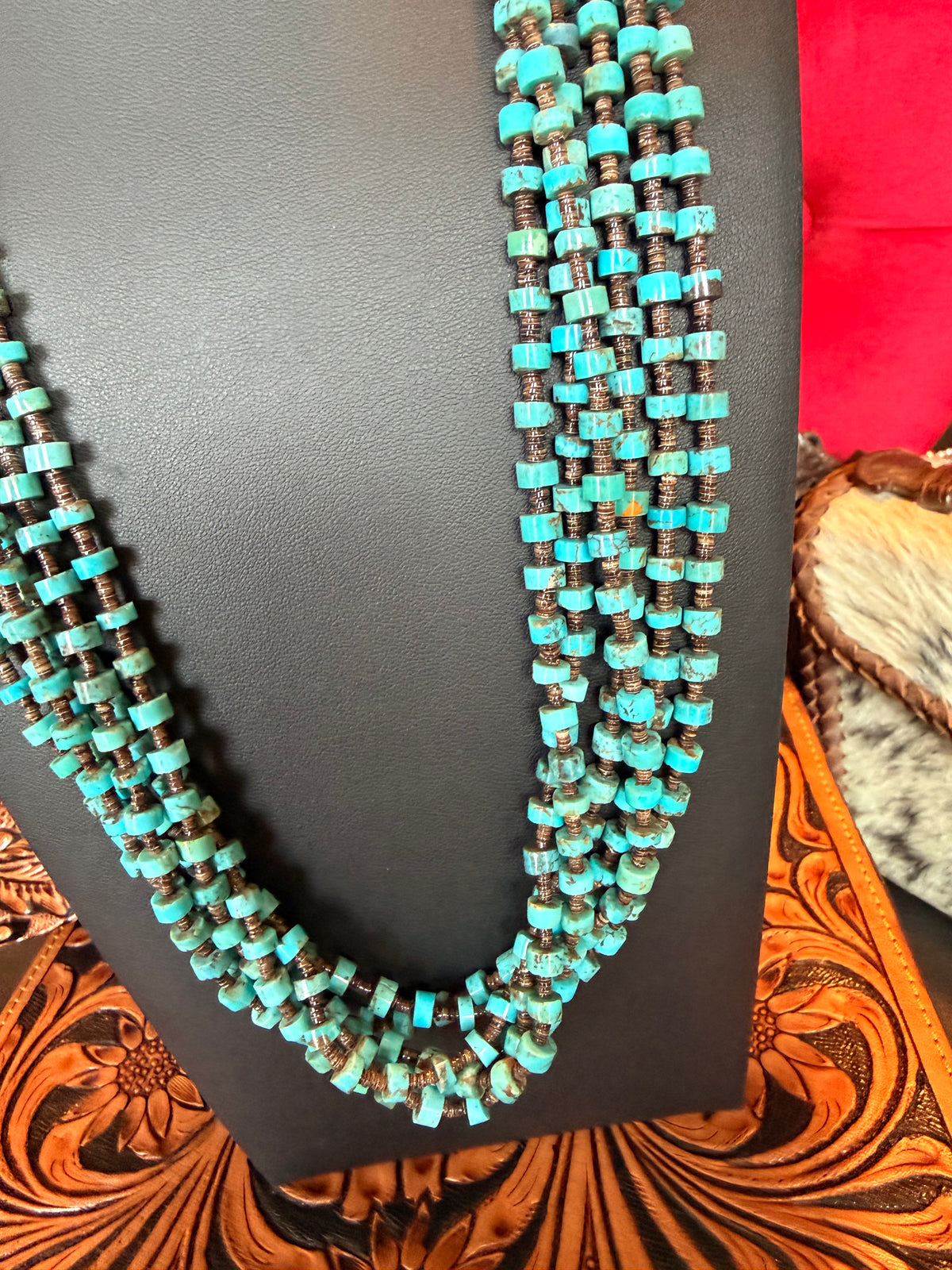 Kingman Turquoise  Heishi Necklace By Daniel Coriz