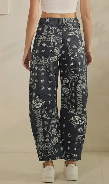 z   Paisley Printed Denim Pants