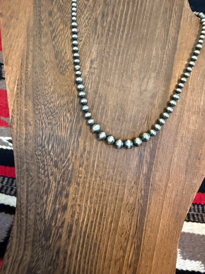 Graduated 1 Sterling Silver Navajo Pearl Necklace  16" Long