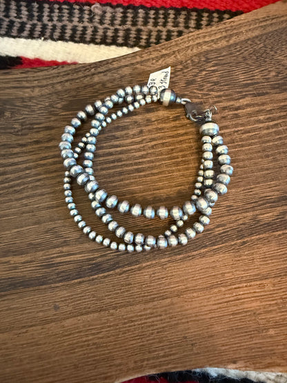 Sterling Silver Navajo Pearl 3 Strand Bracelet