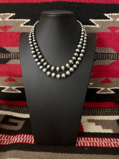 Graduated 2 Sterling Silver Navajo Pearl Necklace 18" Long
