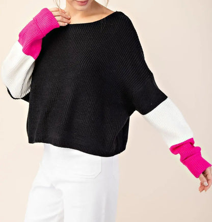 z   Color Block Long Sleeve Sweater