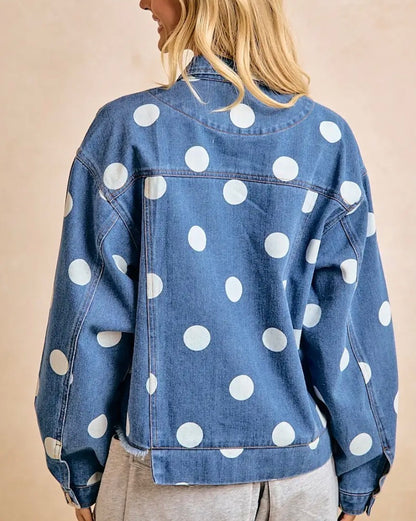 z   Polka Dot Denim Jacket