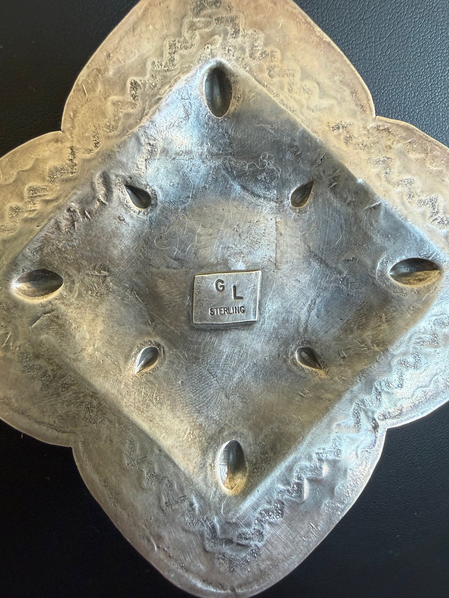 Sterling Silver Stamped Pendant with Golden Hills Stone By Gilbert Lee