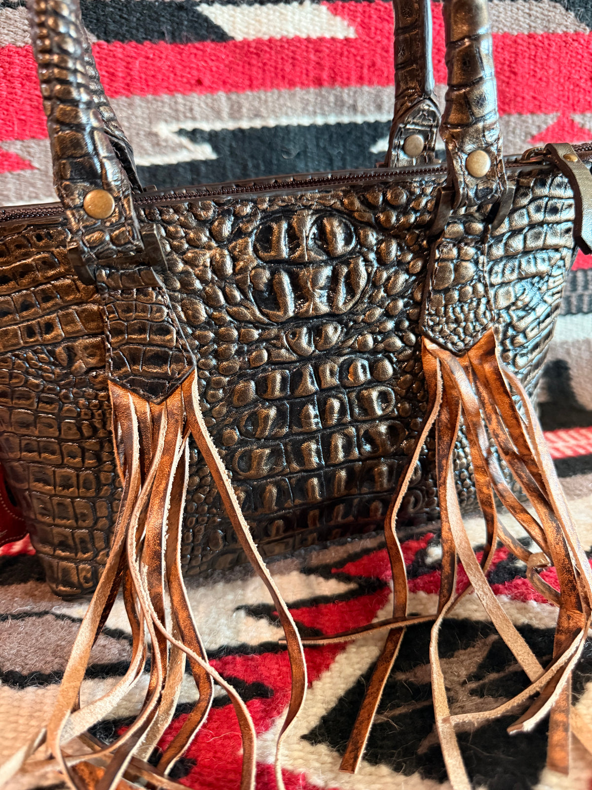American Darling Crocodile Crossbody Bag with Handles