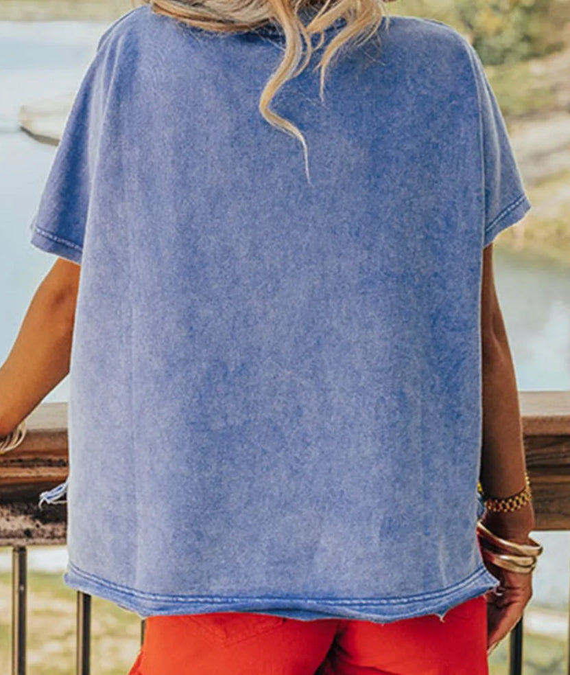 z   USA Patch Mineral Wash Notched T-Shirt ( $10 OFF)