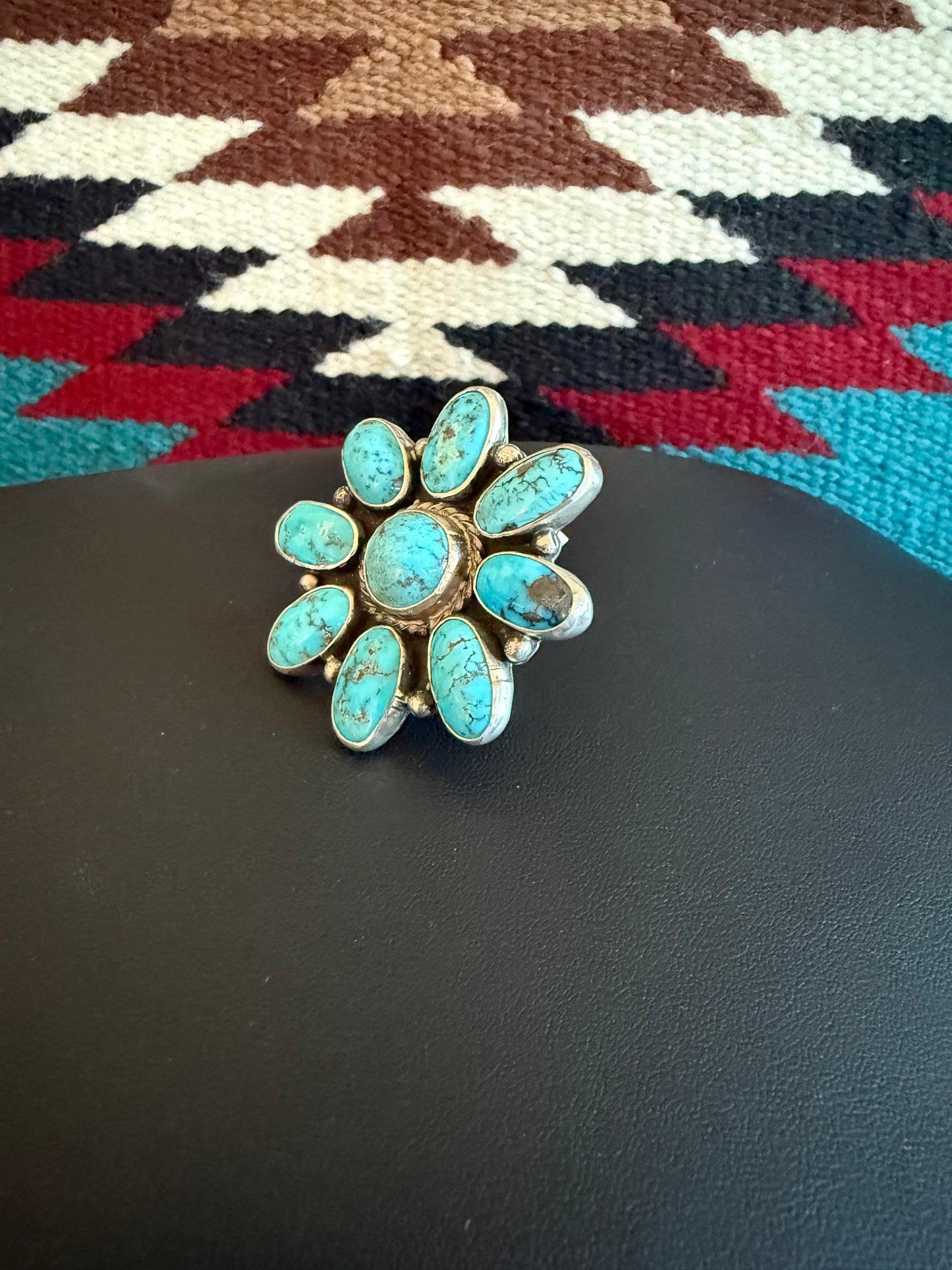 Kingman Turquoise Cluster Ring