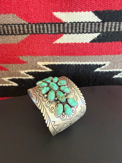 Sterling Silver and Royston Cluster Cuff By Charles Johnson