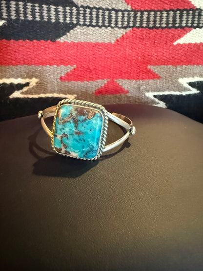 Square Stone Kingman Turquoise Cuff By Augustine Largo