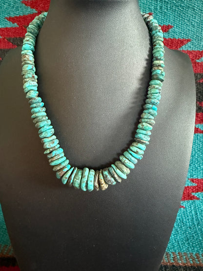 Turquoise wafer Graduated Necklace 18" Long (Necklace 2)
