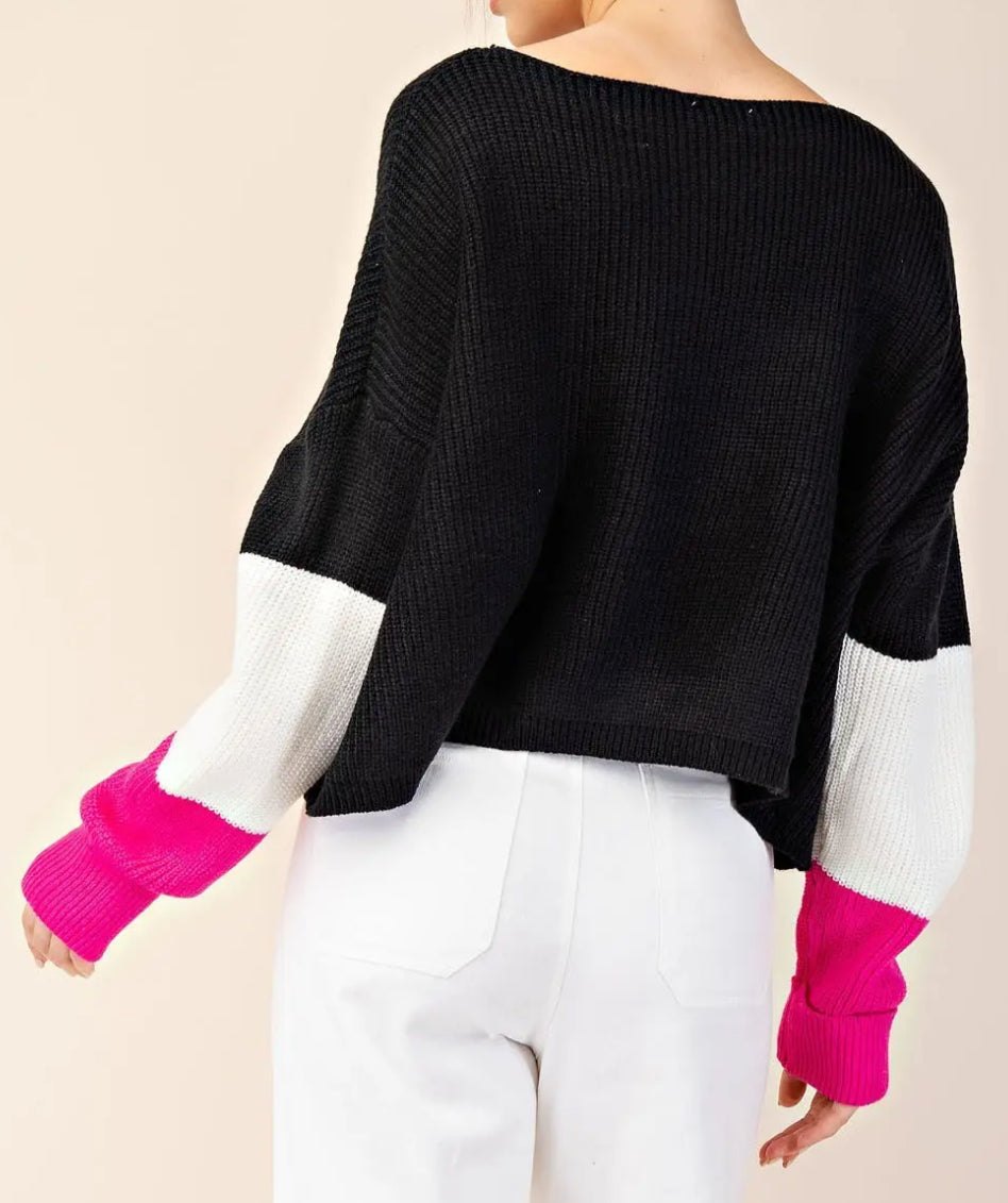 z   Color Block Long Sleeve Sweater