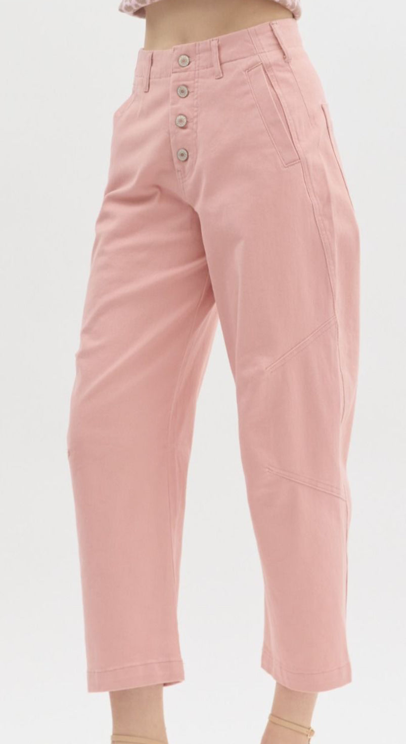 z   Lt Pink Straight Leg Denim Pants