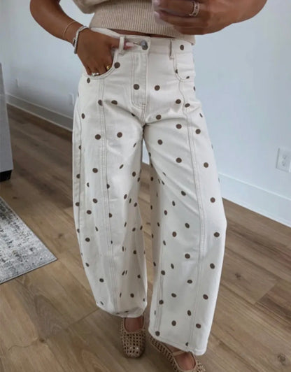 z   Polka Dot Barrel Pants