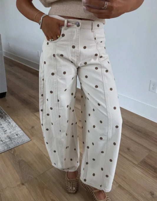 z   Polka Dot Barrel Pants