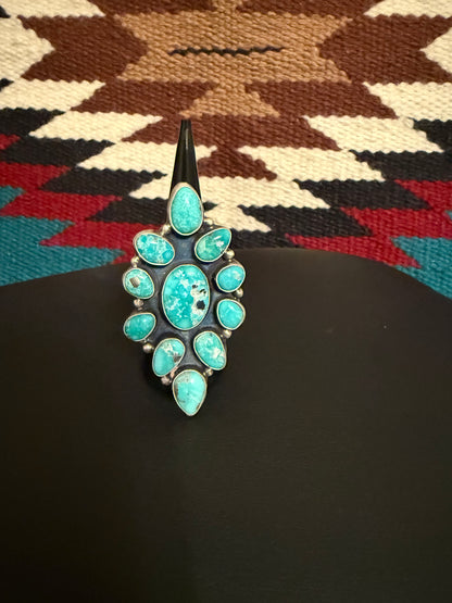 Sterling Silver and White Water Turquoise Cluster Ring By Ella Peter
