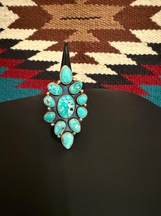 Sterling Silver and White Water Turquoise Cluster Ring By Ella Peter