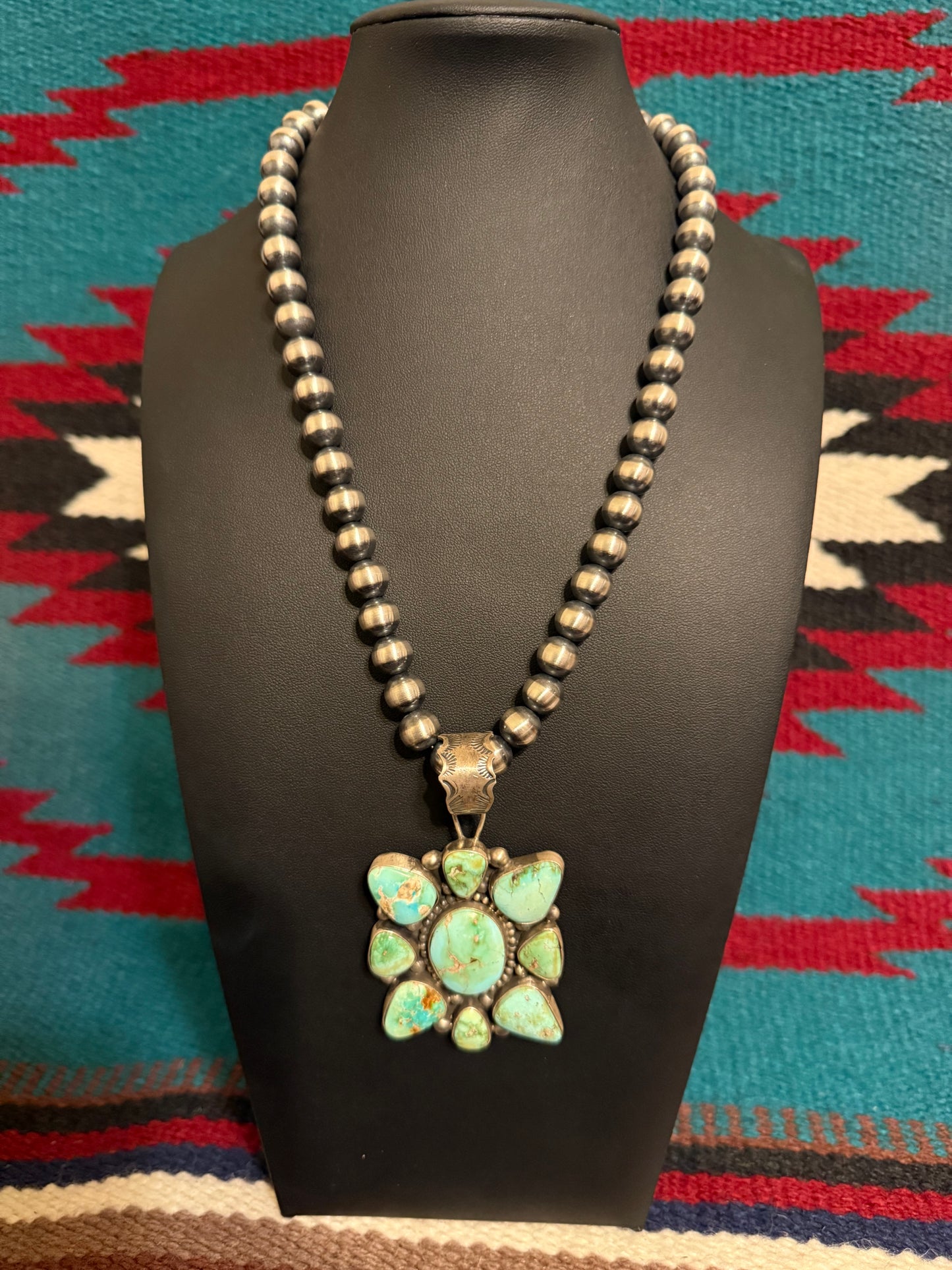 Sterling Silver and Sonoran Turquoise Cluster Pendant