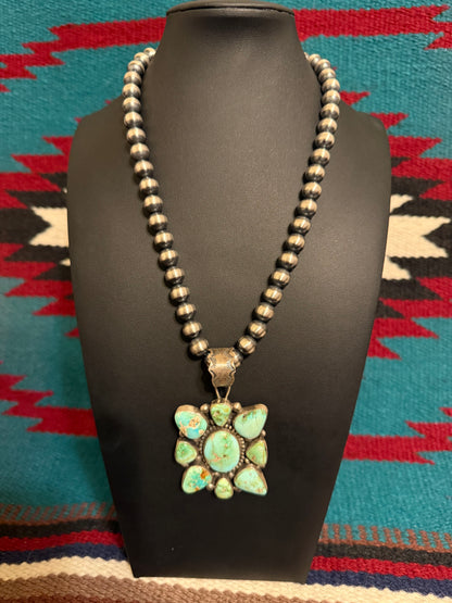 Sterling Silver and Sonoran Turquoise Cluster Pendant