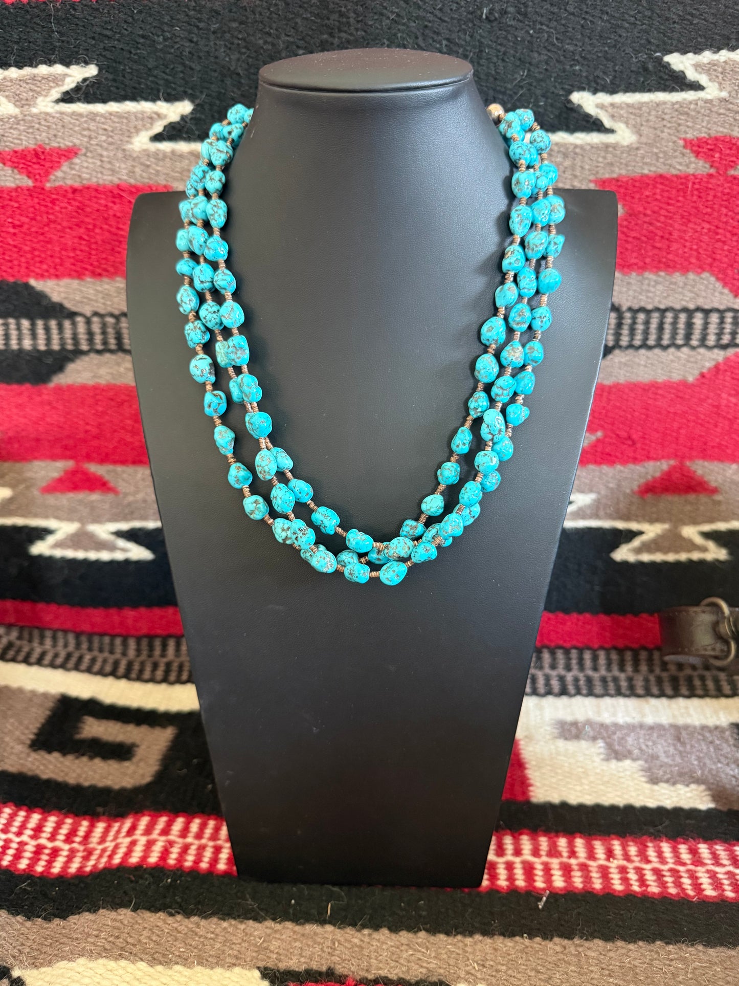 3 Strand Turquoise Nug Necklace By Ramona Bird