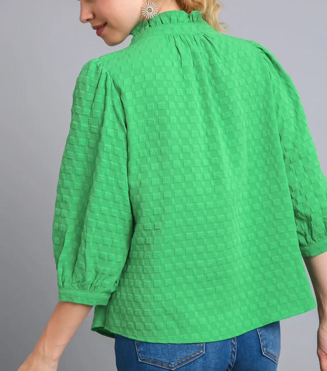 z   Textured Fabric V-Notched Top