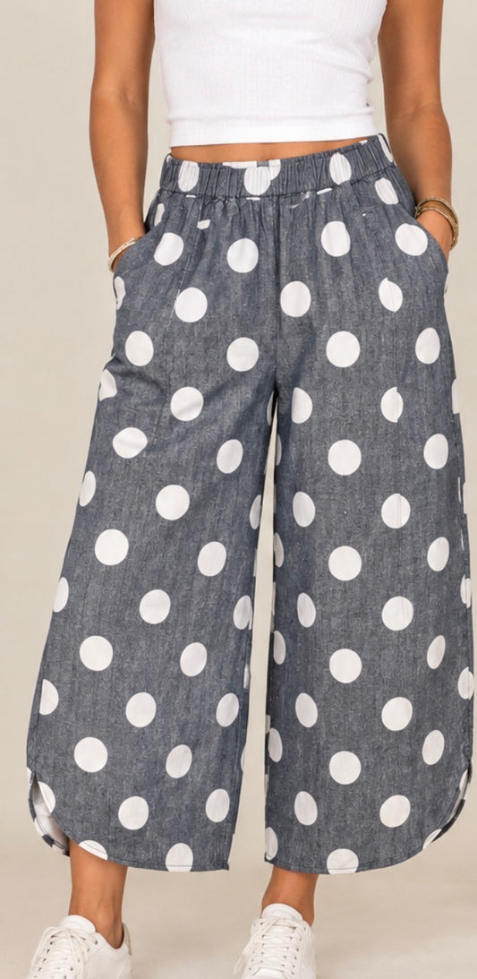 z   Black Tulip Washed Polka Dot Pants