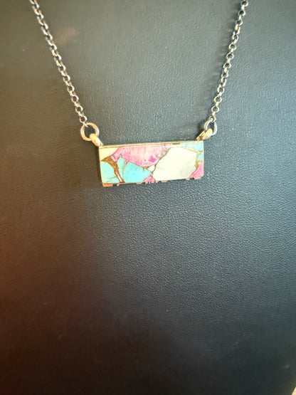 Sterling Silver and SS Cotton Candy Bar Necklace