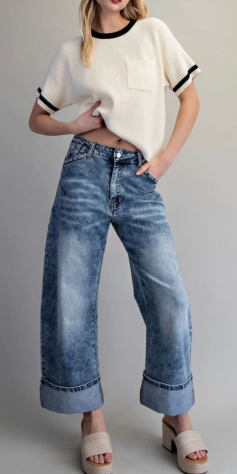 z   Denim Cuffed Jeans
