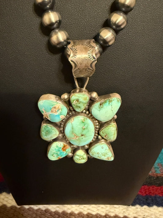 Sterling Silver and Sonoran Turquoise Cluster Pendant
