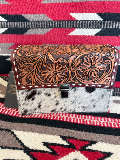 American Darling Western Leather Small Cross Body Bag with Hand-Tooling
