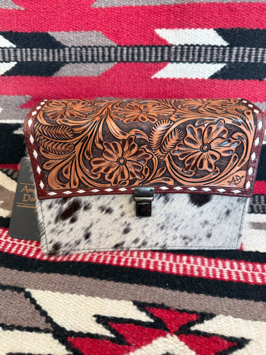 American Darling Western Leather Small Cross Body Bag with Hand-Tooling