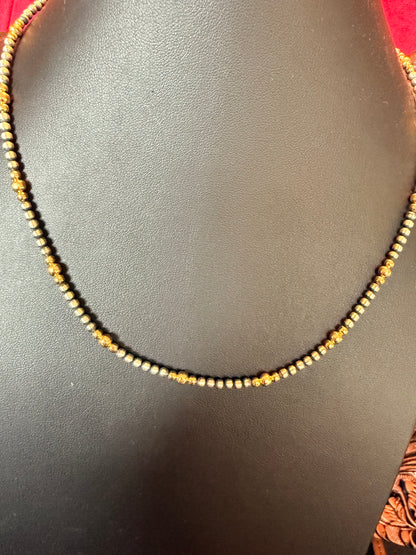 Style 2 Sterling Silver Navajo Pearl and Gold Necklace 3mm 18" Long