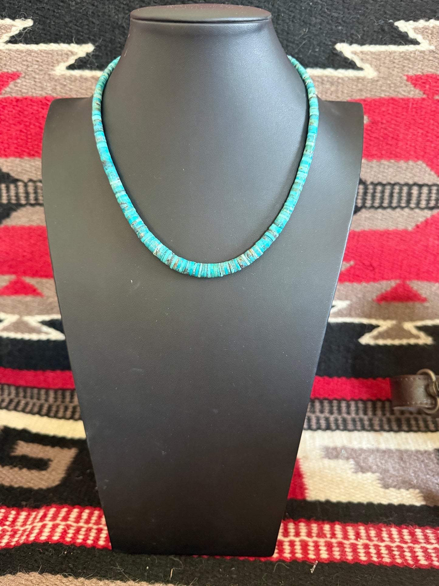 Graduated Turquoise Disk Necklace 17" Long