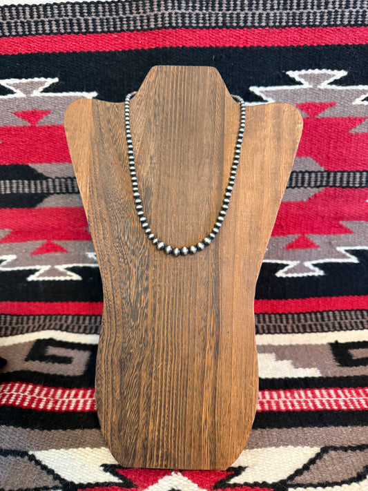 Graduated 1 Sterling Silver Navajo Pearl Necklace  18" Long