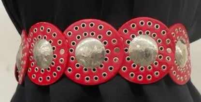 Red Leather Disc Belt