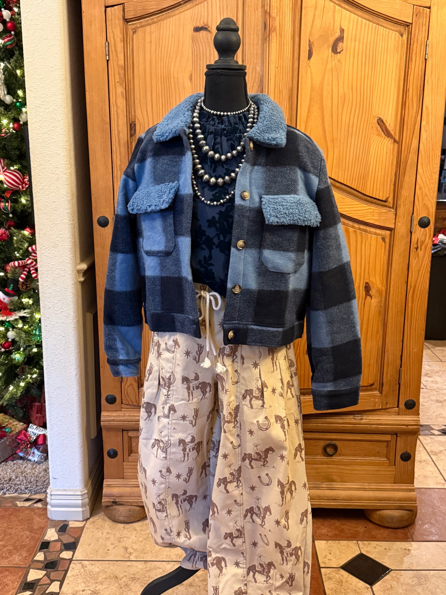 z   Blue Checkered Coat