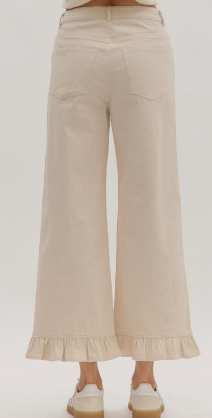 z   Wide Leg Pants with Ruffle Hem