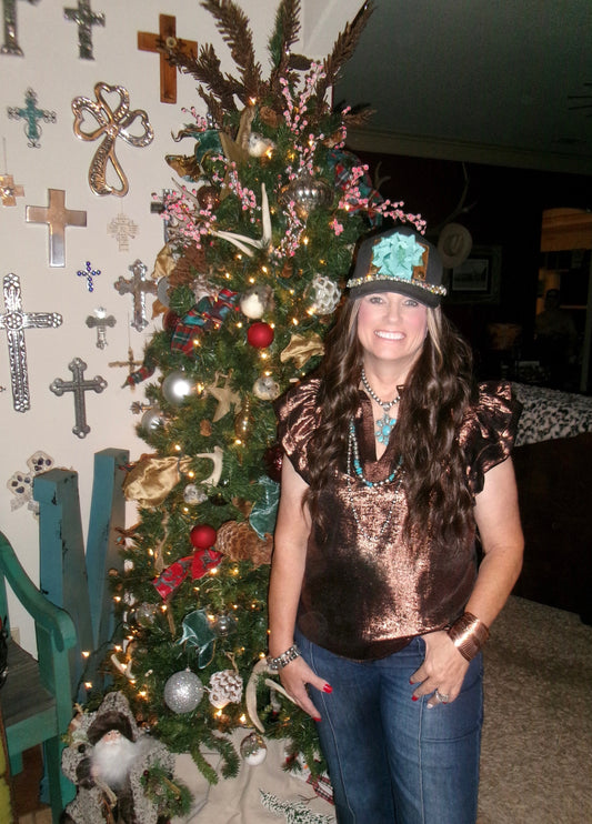 z   Bronze Flutter Sleeve Top