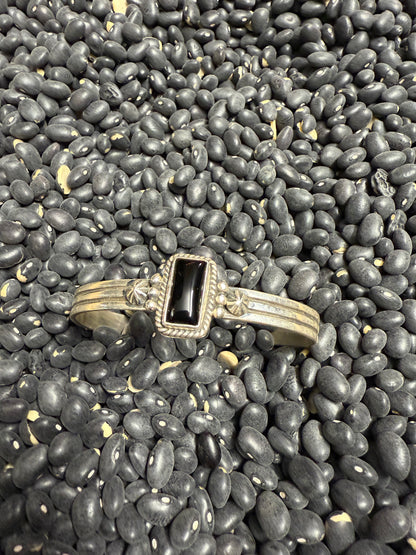 Sterling Silver and Black Onyx Rectangle Cuff