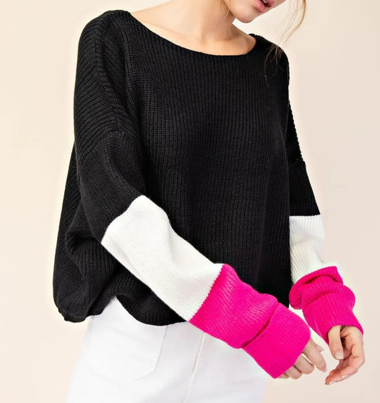 z   Color Block Long Sleeve Sweater