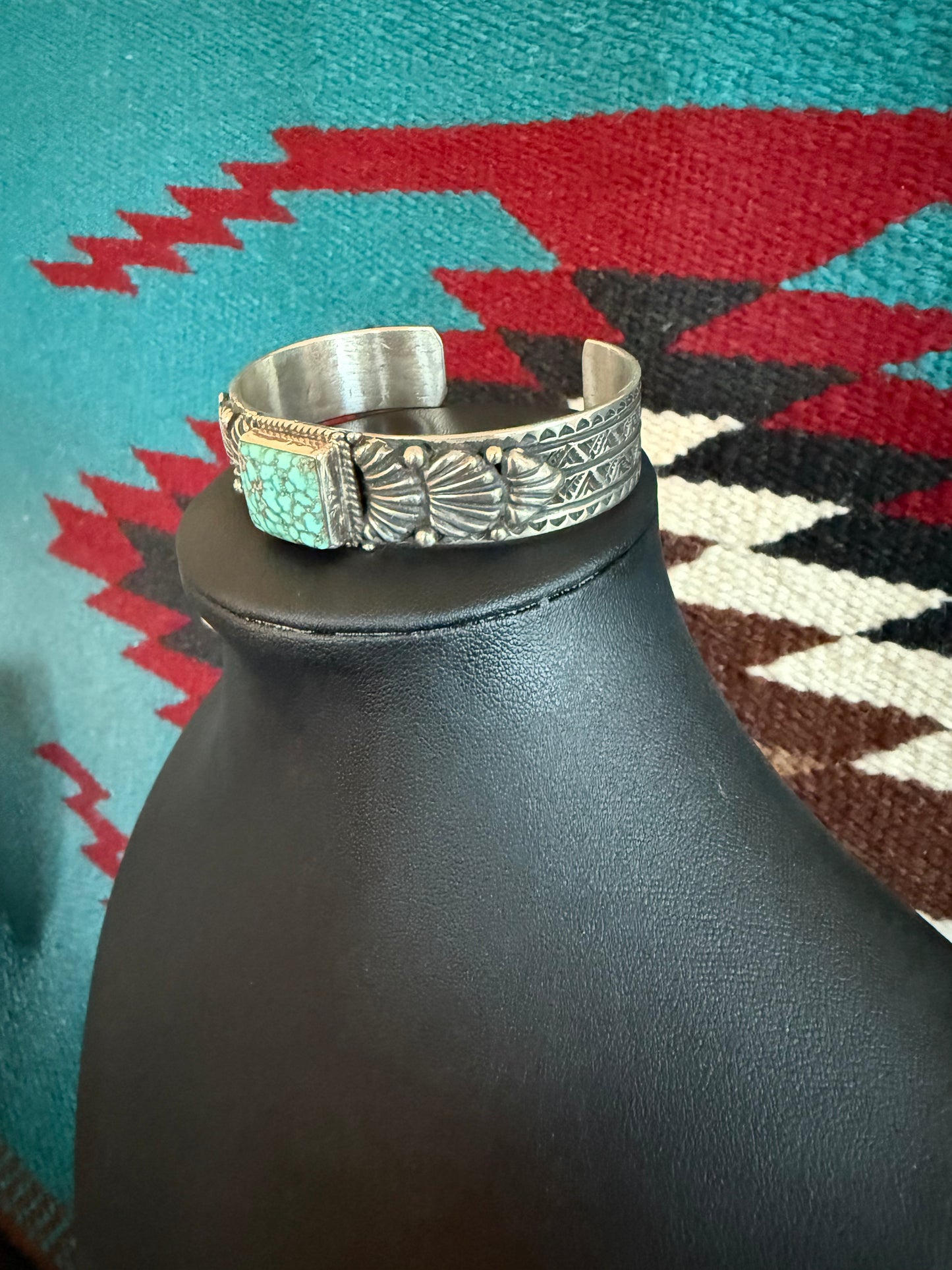 Square Turquoise Cuff By Tsasie White