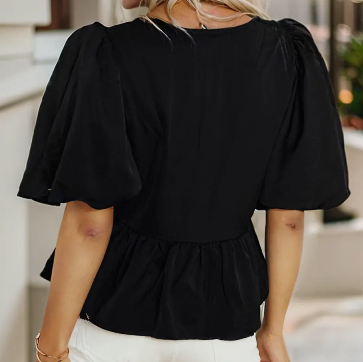 【美品】OHGA PEPLUM BLOUSE z Peplum Puff Sleeve Blouse – Makay's Bling