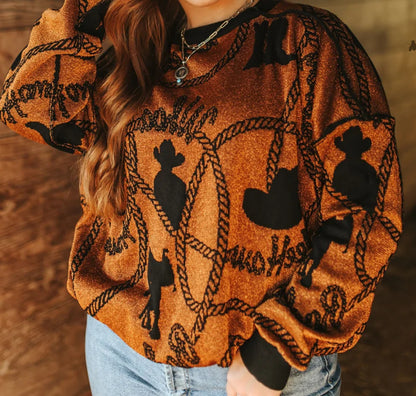 z   Copper Cowboy Reversible Sweater