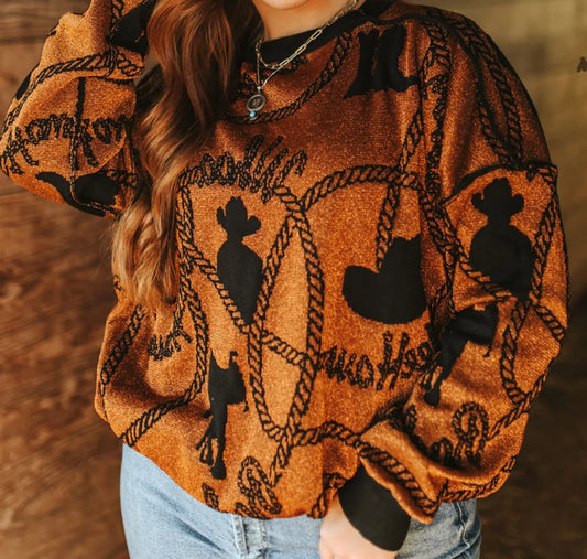 z   Copper Cowboy Reversible Sweater