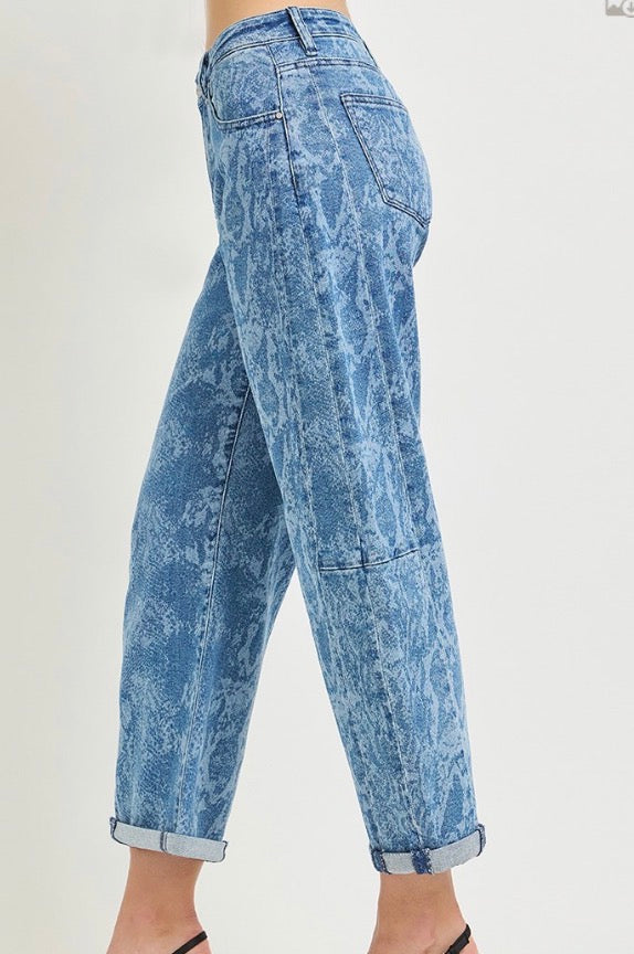 z   Python Denim Barrel Jeans