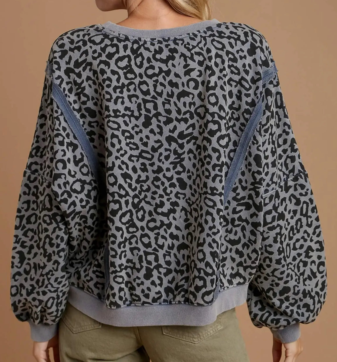 z   Washed Leopard French Terry Top