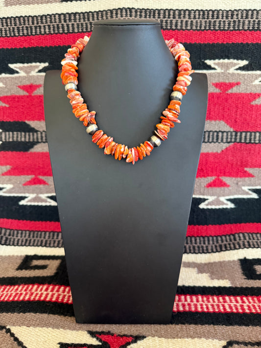 14mm Orange Spiny Necklace  20" Long